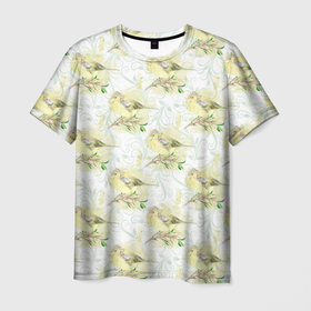 Мужская футболка 3D с принтом Маленькие птички , 100% полиэфир | прямой крой, круглый вырез горловины, длина до линии бедер | весна | лето | паттерн | птенец | птица | птицы | птички