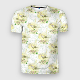 Мужская футболка 3D Slim с принтом Маленькие птички в Санкт-Петербурге, 100% полиэстер с улучшенными характеристиками | приталенный силуэт, круглая горловина, широкие плечи, сужается к линии бедра | весна | лето | паттерн | птенец | птица | птицы | птички