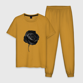 Мужская пижама хлопок с принтом Чёрная роза | Black rose в Кировске, 100% хлопок | брюки и футболка прямого кроя, без карманов, на брюках мягкая резинка на поясе и по низу штанин
 | black | black rose | rose | розы | цветы | чёрная роза