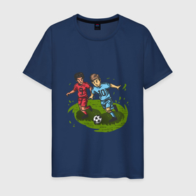 Мужская футболка хлопок с принтом Маленькие футболисты в Тюмени, 100% хлопок | прямой крой, круглый вырез горловины, длина до линии бедер, слегка спущенное плечо. | арт | дети | иллюстрация | спортсмены | футболисты
