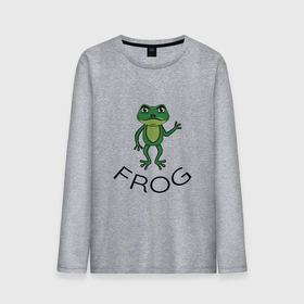 Мужской лонгслив хлопок с принтом Frog green , 100% хлопок |  | frog | болото | животные | зеленый | лягушка | река