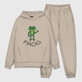 Мужской костюм хлопок OVERSIZE с принтом Frog green в Петрозаводске,  |  | frog | болото | животные | зеленый | лягушка | река