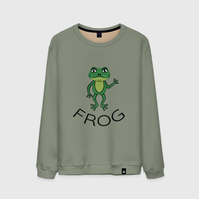 Мужской свитшот хлопок с принтом Frog green в Петрозаводске, 100% хлопок |  | frog | болото | животные | зеленый | лягушка | река