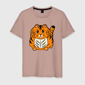 Мужская футболка хлопок с принтом Пушистый тигренок в Новосибирске, 100% хлопок | прямой крой, круглый вырез горловины, длина до линии бедер, слегка спущенное плечо. | ani | baby | cat | kitten | kitty | little | new year | tiger | год тигра | детеныш | детские | дикая кошка | животные звери | киска | кот | котенок | маленький тигр | маленький тигренок | малыш | милые создания | мордочка