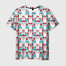 Мужская футболка 3D с принтом Дедушки Морозы в Екатеринбурге, 100% полиэфир | прямой крой, круглый вырез горловины, длина до линии бедер | christmas | merry christmas | santa claus | дед мороз | ёлка | зима | мороз | новый год | подарок | праздник | рождество | с новым годом | сантаклаус | снегурочка | снежинки