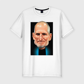 Мужская футболка хлопок Slim с принтом Apple Jobs в Екатеринбурге, 92% хлопок, 8% лайкра | приталенный силуэт, круглый вырез ворота, длина до линии бедра, короткий рукав | apple | designer | steve jobs | дизайнер | изобретатель | предприниматель | стив джобс | эпл
