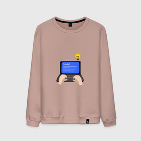 Мужской свитшот хлопок с принтом Создание компьютерной программы в Тюмени, 100% хлопок |  | компьютер | лампочка | программа | программист | профессия | руки | текст