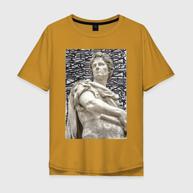 Мужская футболка хлопок Oversize с принтом The knight is back в Екатеринбурге, 100% хлопок | свободный крой, круглый ворот, “спинка” длиннее передней части | граффити | древний рим | каллиграфия | король | мужчина | скульптура | статуя | узоры | уличный стиль | цезарь