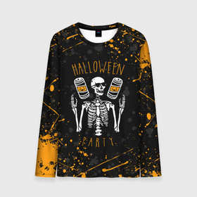 Мужской лонгслив 3D с принтом HALLOWEEN PARTY | ВЕЧЕРИНКА ХЕЛЛОУИН   ЧЕРЕП И ТЫКВА в Белгороде, 100% полиэстер | длинные рукава, круглый вырез горловины, полуприлегающий силуэт | bones | ghost | halloween | pumpkin | skull | кости | приведение | призрак | скелет | тыква | хеллоуин | хоррор | хэллоуин