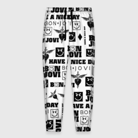 Мужские брюки 3D с принтом BON JOVI ЛОГОБОМБИНГ | БОН ДЖОВИ ПАТТЕРН в Петрозаводске, 100% полиэстер | манжеты по низу, эластичный пояс регулируется шнурком, по бокам два кармана без застежек, внутренняя часть кармана из мелкой сетки | Тематика изображения на принте: bon jovi | have a nice day | john | альбом | арена | бон | бон джови | глэм | группа | джови | джон | метал | музыка | надпись | песни | поп | попрок | рок | рокер | смайл | солист | софт | стена | хард | хеви | хевиметал
