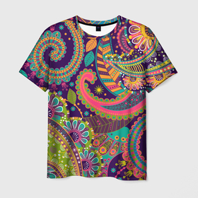 Мужская футболка 3D с принтом Яркий красочный узор в Белгороде, 100% полиэфир | прямой крой, круглый вырез горловины, длина до линии бедер | Тематика изображения на принте: bright | colorful | pattern | красочные | узор | яркие
