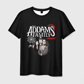 Мужская футболка 3D с принтом Адамсы , 100% полиэфир | прямой крой, круглый вырез горловины, длина до линии бедер | halloween | the addams family 2 | адамсы | гомес | горящий тур | мартиша | мультфильм | семейка аддамс | ужасы | хэллоуин