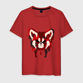 Мужская футболка хлопок с принтом Red Panda Camo в Санкт-Петербурге, 100% хлопок | прямой крой, круглый вырез горловины, длина до линии бедер, слегка спущенное плечо. | animal | black | camo | camouflage | jungle | panda | red | red panda | white | белый | джунгли | животные | камуфляж | красная панда | красный | панда | черный