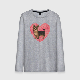 Мужской лонгслив хлопок с принтом Йоркшик в сердце в Санкт-Петербурге, 100% хлопок |  | Тематика изображения на принте: york | домашние животные | домашний любимец | звери | йорк | йоркширский терьер | любовь | питомец | розовое сердце | собака | собачка