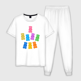 Мужская пижама хлопок с принтом Мишки Милохина , 100% хлопок | брюки и футболка прямого кроя, без карманов, на брюках мягкая резинка на поясе и по низу штанин
 | dream | gummy bears | даня | дрим | медведь | тикток | тим