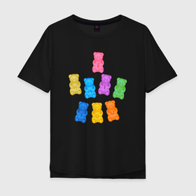 Мужская футболка хлопок Oversize с принтом Мишки Милохина , 100% хлопок | свободный крой, круглый ворот, “спинка” длиннее передней части | Тематика изображения на принте: dream | gummy bears | даня | дрим | медведь | тикток | тим