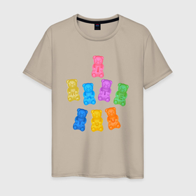 Мужская футболка хлопок с принтом Мишки Милохина в Белгороде, 100% хлопок | прямой крой, круглый вырез горловины, длина до линии бедер, слегка спущенное плечо. | Тематика изображения на принте: dream | gummy bears | даня | дрим | медведь | тикток | тим