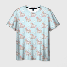 Мужская футболка 3D с принтом Маленькие единороги в Екатеринбурге, 100% полиэфир | прямой крой, круглый вырез горловины, длина до линии бедер | единорог | лошадка | лошадь | милая | милые пони | пони
