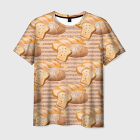 Мужская футболка 3D с принтом Выпечка   хлеб и булочки в Тюмени, 100% полиэфир | прямой крой, круглый вырез горловины, длина до линии бедер | вкусно | выпечка | еда | кухня | тесто | хлеб