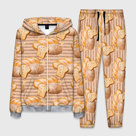 Мужской костюм 3D с принтом Выпечка   хлеб и булочки в Петрозаводске, 100% полиэстер | Манжеты и пояс оформлены тканевой резинкой, двухслойный капюшон со шнурком для регулировки, карманы спереди | вкусно | выпечка | еда | кухня | тесто | хлеб