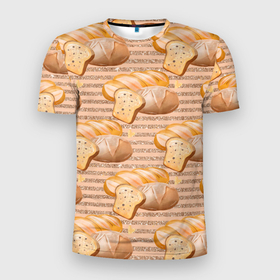 Мужская футболка 3D Slim с принтом Выпечка   хлеб и булочки в Тюмени, 100% полиэстер с улучшенными характеристиками | приталенный силуэт, круглая горловина, широкие плечи, сужается к линии бедра | вкусно | выпечка | еда | кухня | тесто | хлеб