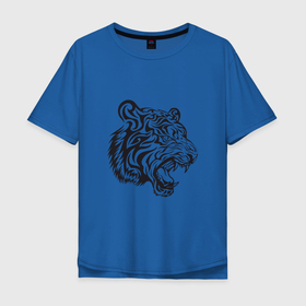 Мужская футболка хлопок Oversize с принтом Тигриный Год в Екатеринбурге, 100% хлопок | свободный крой, круглый ворот, “спинка” длиннее передней части | Тематика изображения на принте: 2022 | animal | cat | lion | tiger | год тигра | животные | зверь | зубы | кот | кошка | лев | охотник | полосатый | природа | тигр | тигренок | тигрица | хищник