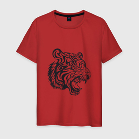Мужская футболка хлопок с принтом Тигриный Год в Новосибирске, 100% хлопок | прямой крой, круглый вырез горловины, длина до линии бедер, слегка спущенное плечо. | 2022 | animal | cat | lion | tiger | год тигра | животные | зверь | зубы | кот | кошка | лев | охотник | полосатый | природа | тигр | тигренок | тигрица | хищник