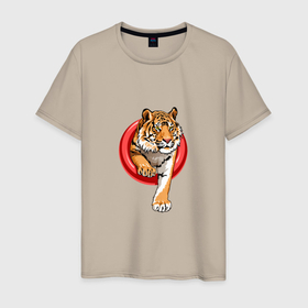 Мужская футболка хлопок с принтом Wilking Tiger в Екатеринбурге, 100% хлопок | прямой крой, круглый вырез горловины, длина до линии бедер, слегка спущенное плечо. | 2022 | animal | cat | lion | tiger | год тигра | животные | зверь | зубы | кот | кошка | лев | охотник | полосатый | природа | тигр | тигренок | тигрица | хищник
