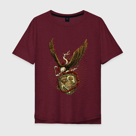 Мужская футболка хлопок Oversize с принтом Гигантский орёл в Екатеринбурге, 100% хлопок | свободный крой, круглый ворот, “спинка” длиннее передней части | арт | герб | иллюстрация | орленок | реликвия