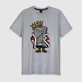 Мужская футболка хлопок Slim с принтом KingPhone в Белгороде, 92% хлопок, 8% лайкра | приталенный силуэт, круглый вырез ворота, длина до линии бедра, короткий рукав | king | арт | иллюстрация | корона | телефон