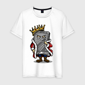 Мужская футболка хлопок с принтом KingPhone в Белгороде, 100% хлопок | прямой крой, круглый вырез горловины, длина до линии бедер, слегка спущенное плечо. | king | арт | иллюстрация | корона | телефон