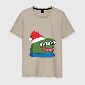 Мужская футболка хлопок с принтом Pepe, pepe happy, Пепе хеппи, pepe happy new year в Белгороде, 100% хлопок | прямой крой, круглый вырез горловины, длина до линии бедер, слегка спущенное плечо. | frog pepe | happy | happy new year | mem | meme | peepo | pepe | pepe happy | pepe happy new year | лягушка пепе | лягушонок | лягушонок пепе | пепе хеппи | хеппи