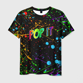 Мужская футболка 3D с принтом POP IT CRAZY BRUSHES   ПОП ИТ БРЫЗГИ КРАСОК в Новосибирске, 100% полиэфир | прямой крой, круглый вырез горловины, длина до линии бедер | pop it | popit | simple dimple | антистр | поп ит | попит | симпл | симпл димпл | тренд
