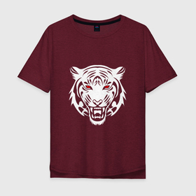 Мужская футболка хлопок Oversize с принтом Eye Tiger в Екатеринбурге, 100% хлопок | свободный крой, круглый ворот, “спинка” длиннее передней части | Тематика изображения на принте: 2022 | animal | cat | lion | tiger | год тигра | животные | зверь | зубы | кот | кошка | лев | охотник | полосатый | природа | тигр | тигренок | тигрица | хищник
