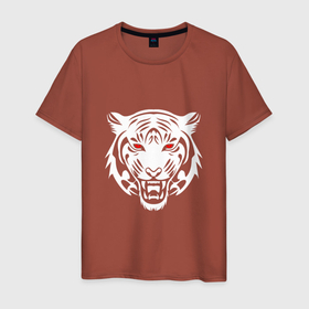 Мужская футболка хлопок с принтом Eye Tiger в Новосибирске, 100% хлопок | прямой крой, круглый вырез горловины, длина до линии бедер, слегка спущенное плечо. | 2022 | animal | cat | lion | tiger | год тигра | животные | зверь | зубы | кот | кошка | лев | охотник | полосатый | природа | тигр | тигренок | тигрица | хищник