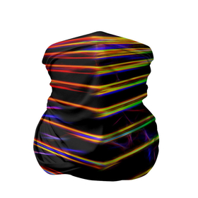 Бандана-труба 3D с принтом Неоновый угол в Петрозаводске, 100% полиэстер, ткань с особыми свойствами — Activecool | плотность 150‒180 г/м2; хорошо тянется, но сохраняет форму | Тематика изображения на принте: неон | полосы | техно | черный | яркий