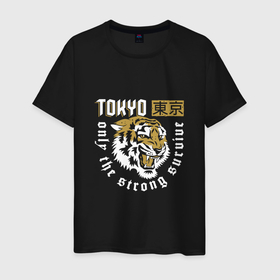 Мужская футболка хлопок с принтом Tiger   Japan , 100% хлопок | прямой крой, круглый вырез горловины, длина до линии бедер, слегка спущенное плечо. | 2022 | animal | cat | japan | lion | tiger | год тигра | животные | зверь | зубы | кот | кошка | лев | охотник | полосатый | природа | самурай | тигр | тигренок | тигрица | хищник | япония