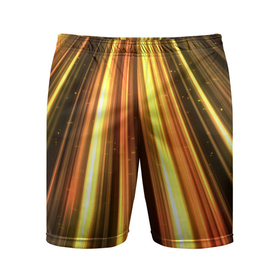 Мужские шорты спортивные с принтом Vzlet в Тюмени,  |  | Тематика изображения на принте: желтый | лучи | неон | неоновый | оранжнвый | полосы