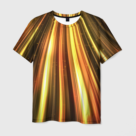 Мужская футболка 3D с принтом Vzlet в Курске, 100% полиэфир | прямой крой, круглый вырез горловины, длина до линии бедер | Тематика изображения на принте: желтый | лучи | неон | неоновый | оранжнвый | полосы