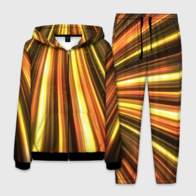 Мужской костюм 3D с принтом Vzlet в Курске, 100% полиэстер | Манжеты и пояс оформлены тканевой резинкой, двухслойный капюшон со шнурком для регулировки, карманы спереди | желтый | лучи | неон | неоновый | оранжнвый | полосы
