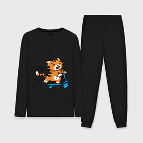 Мужская пижама хлопок (с лонгсливом) с принтом Тигренок на самокате в Петрозаводске,  |  | 2022 | год тигра | новый год | новый год 2022 | символ года | тигр | тигренок | тигрица | тигры