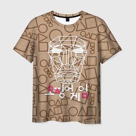 Мужская футболка 3D с принтом Распорядитель   Игра в кальмара в Тюмени, 100% полиэфир | прямой крой, круглый вырез горловины, длина до линии бедер | netflix | ojingeo geim | squid game | дорама | игра на выживание | красное зеленое | сладкие соты