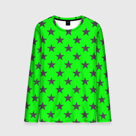 Мужской лонгслив 3D с принтом звездный фон зеленый в Курске, 100% полиэстер | длинные рукава, круглый вырез горловины, полуприлегающий силуэт | звезда | звездочка | звезды | зеленый | монохром | неоновый | салатовый | фон