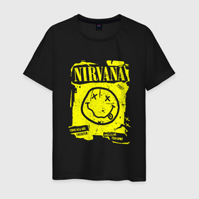 Мужская футболка хлопок с принтом Smells Like Teen Spirit, Nirvana в Белгороде, 100% хлопок | прямой крой, круглый вырез горловины, длина до линии бедер, слегка спущенное плечо. | Тематика изображения на принте: grunge | kurt cobain | nirvana | smells like teen spirit | группы | курт кобейн | музыка | нирвана | рок | смайл | смайлик