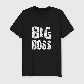 Мужская футболка хлопок Slim с принтом BIG BOSS в Екатеринбурге, 92% хлопок, 8% лайкра | приталенный силуэт, круглый вырез ворота, длина до линии бедра, короткий рукав | big boss | boss | белый | бос | босс | главный | начальник | черный