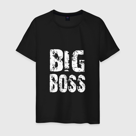 Мужская футболка хлопок с принтом BIG BOSS в Екатеринбурге, 100% хлопок | прямой крой, круглый вырез горловины, длина до линии бедер, слегка спущенное плечо. | Тематика изображения на принте: big boss | boss | белый | бос | босс | главный | начальник | черный