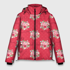 Мужская зимняя куртка 3D с принтом Красные цветы розы в Белгороде, верх — 100% полиэстер; подкладка — 100% полиэстер; утеплитель — 100% полиэстер | длина ниже бедра, свободный силуэт Оверсайз. Есть воротник-стойка, отстегивающийся капюшон и ветрозащитная планка. 

Боковые карманы с листочкой на кнопках и внутренний карман на молнии. | Тематика изображения на принте: flowers | весна | лето | розочка | розы | цветочки | цветы