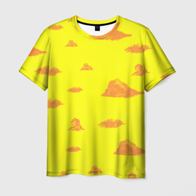Мужская футболка 3D с принтом Рыжие облака в Белгороде, 100% полиэфир | прямой крой, круглый вырез горловины, длина до линии бедер | весна | желтый | лето | листья | небо | облака | оранжевый | осень | позитивный | рыжий | свет | светлый | солнечный | солнце | тучи | яркий