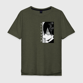 Мужская футболка хлопок Oversize с принтом Шото Кушает в Санкт-Петербурге, 100% хлопок | свободный крой, круглый ворот, “спинка” длиннее передней части | мга | моя геройская академия | шото тодороки