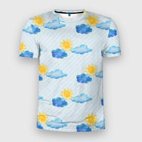 Мужская футболка 3D Slim с принтом Осень   тучки , 100% полиэстер с улучшенными характеристиками | приталенный силуэт, круглая горловина, широкие плечи, сужается к линии бедра | дождик | дождь | небо | осеннее небо | осень | пасмурно | погода | тучки